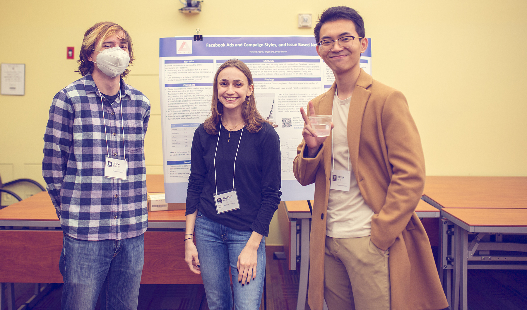 group of Wesleyan students at a poster session