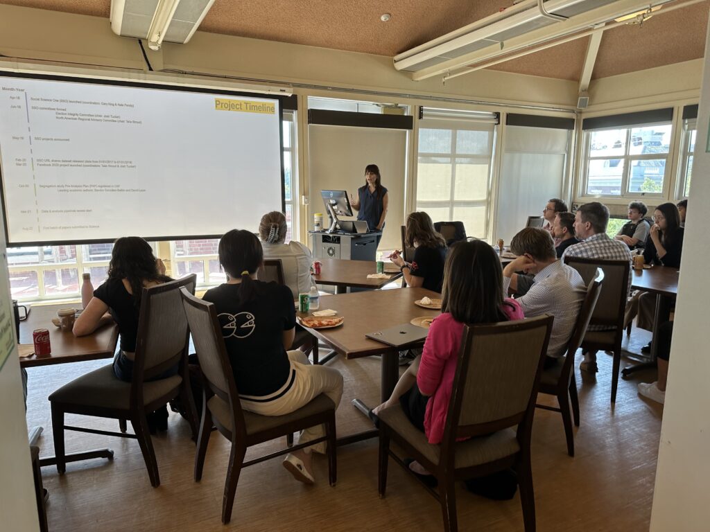 Sandra González-Bailón speaking to a group of students and faculty at Wesleyan University.